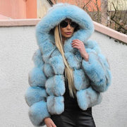 Soft Hooded Faux Fur Cropped Winter Coat