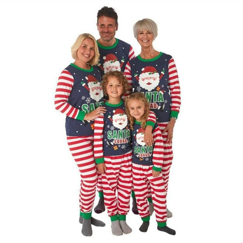 Family Matching Dad Mom Kid Christmas Santa Outfits Sleepwear Pajamas