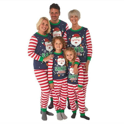 Family Matching Dad Mom Kid Christmas Santa Outfits Sleepwear Pajamas