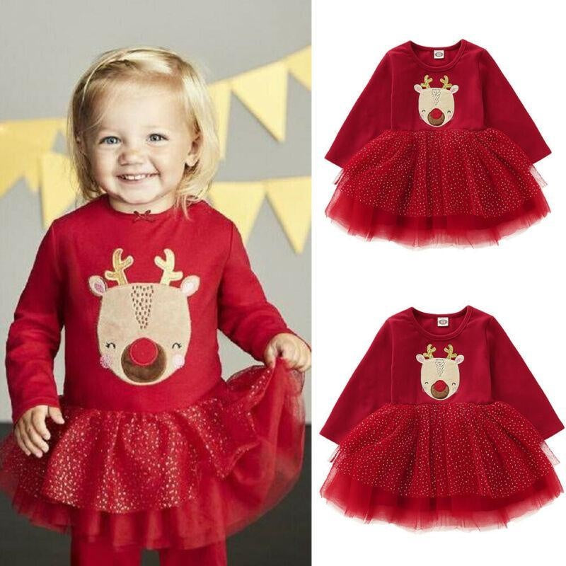 Kids Baby Girl Christmas Pageant Autumn Lovely Tutu Lace Dress