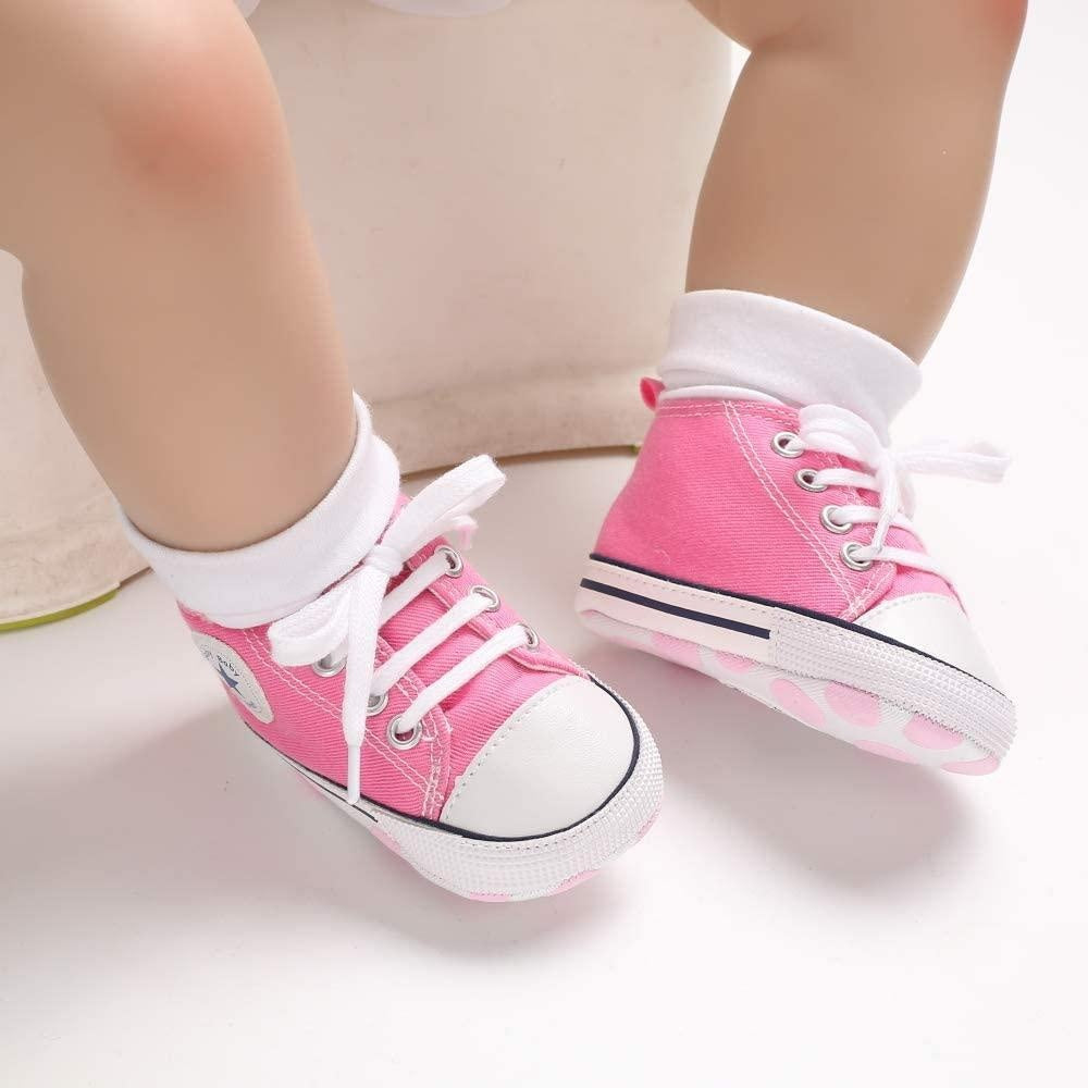 Baby Boys Girls Star High Top Sneaker Soft Anti-Slip First Walkers Denim Shoes - MomyMall