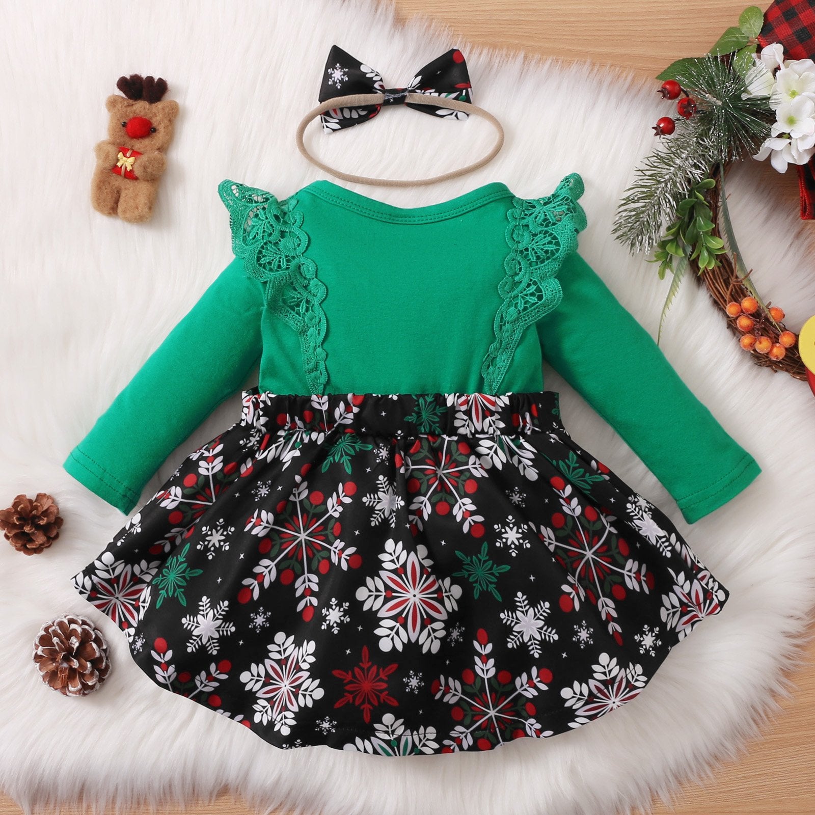 2PCS Christmas Printed Baby Romper Set - MomyMall