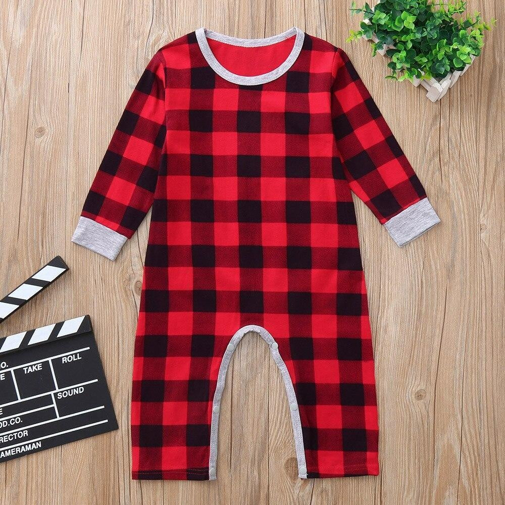 Cute Santa Baby Plaid Printed Baby Jumpsuit - MomyMall