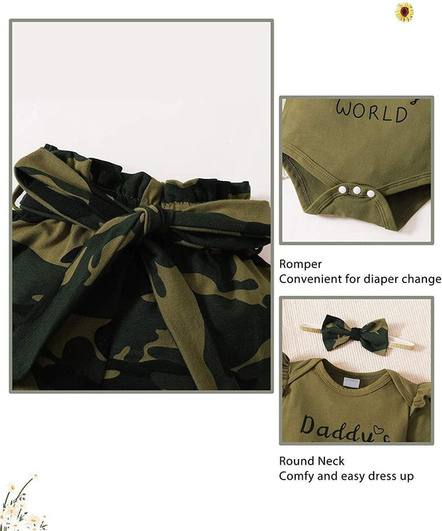 Daddy's Girl Mommy's World Camouflage Shorts Baby Set