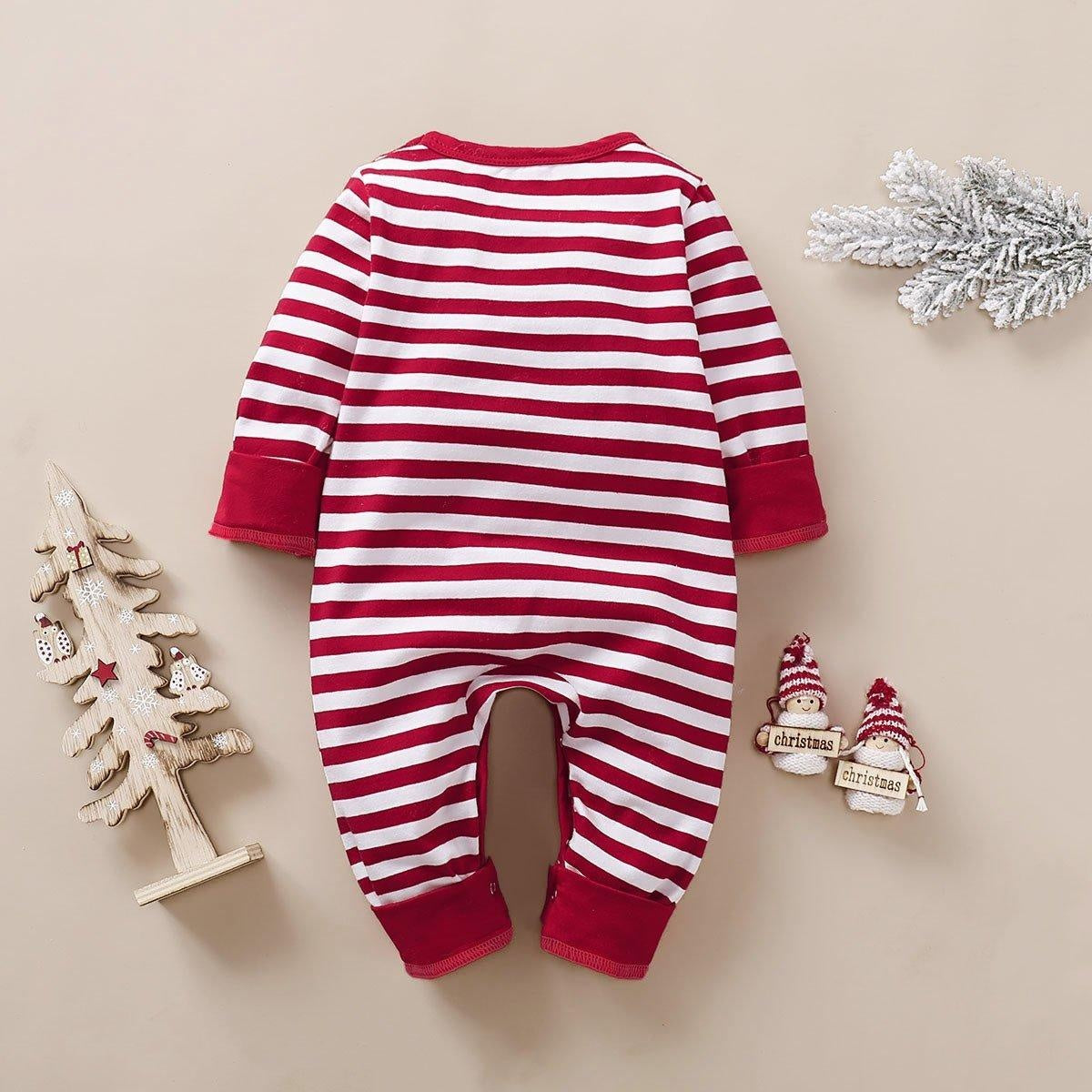 Christmas Santa Claus Printed Stripe Baby Jumpsuit - MomyMall