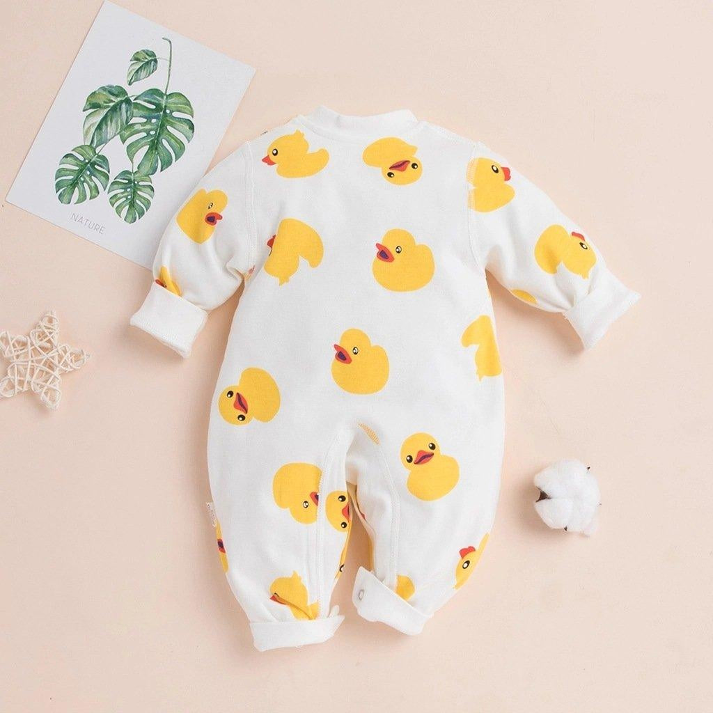 Lovely Cartoon Duck Printed Long-sleeve Baby Jumpsuit - MomyMall