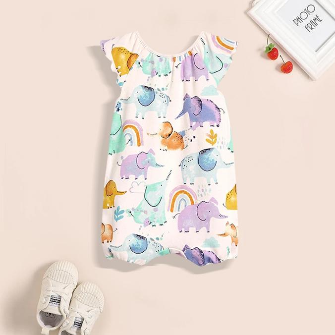 Belle aquarelle éléphant design bébé barboteuse