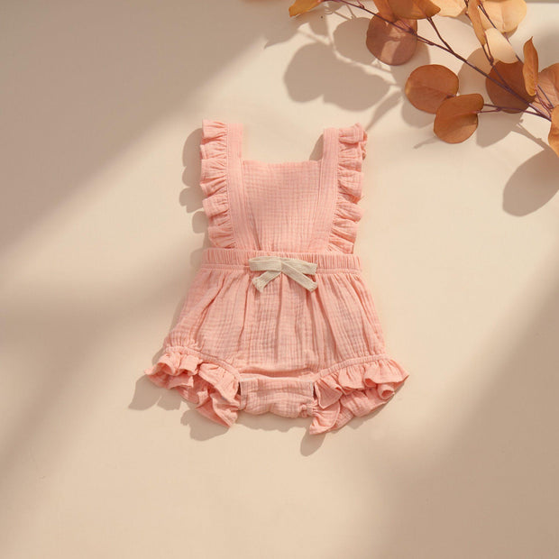 Abigail Lace Bow Ruffle Romper - MomyMall 0-6 Months / Pink