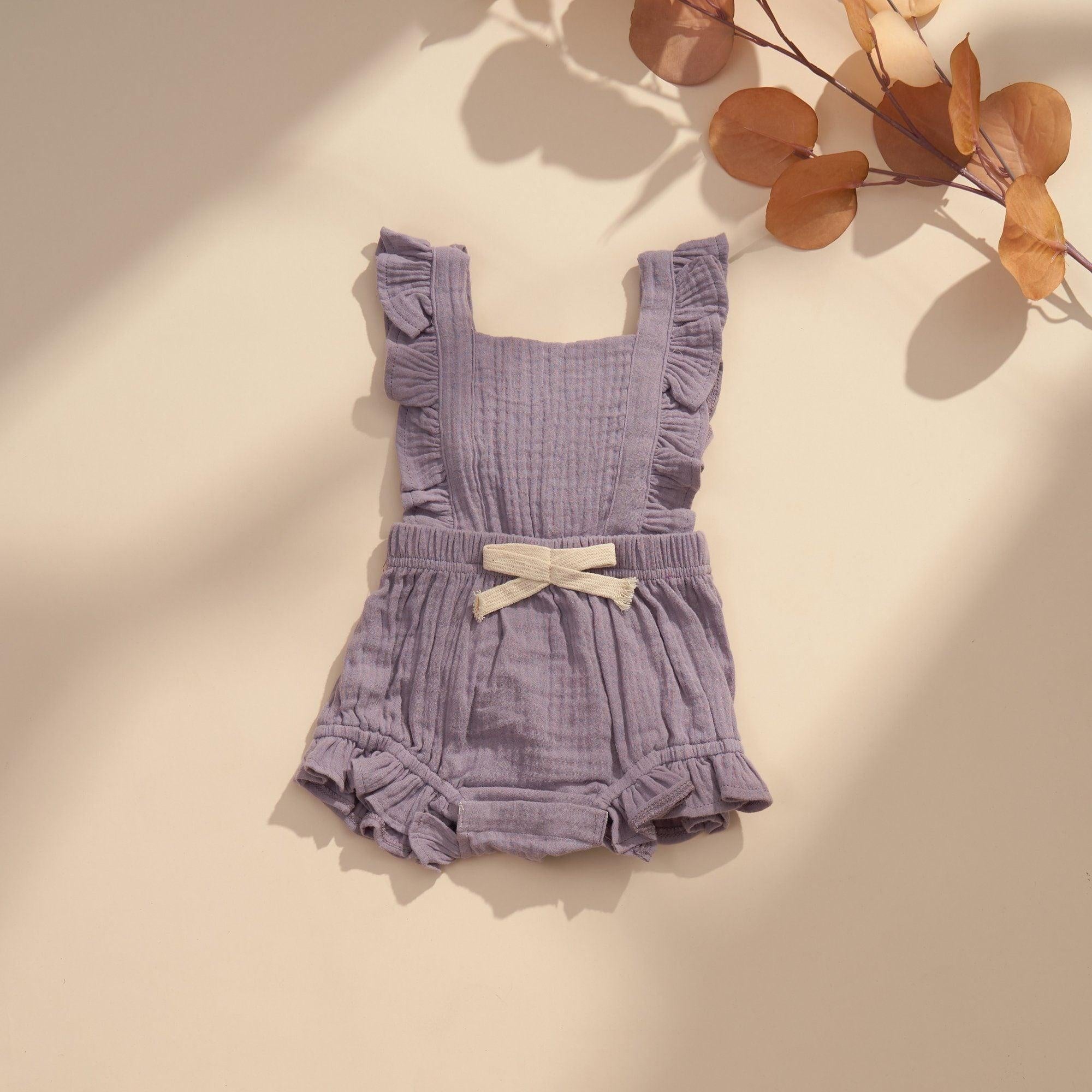 Abigail Lace Bow Ruffle Romper - MomyMall 0-6 Months / Purple