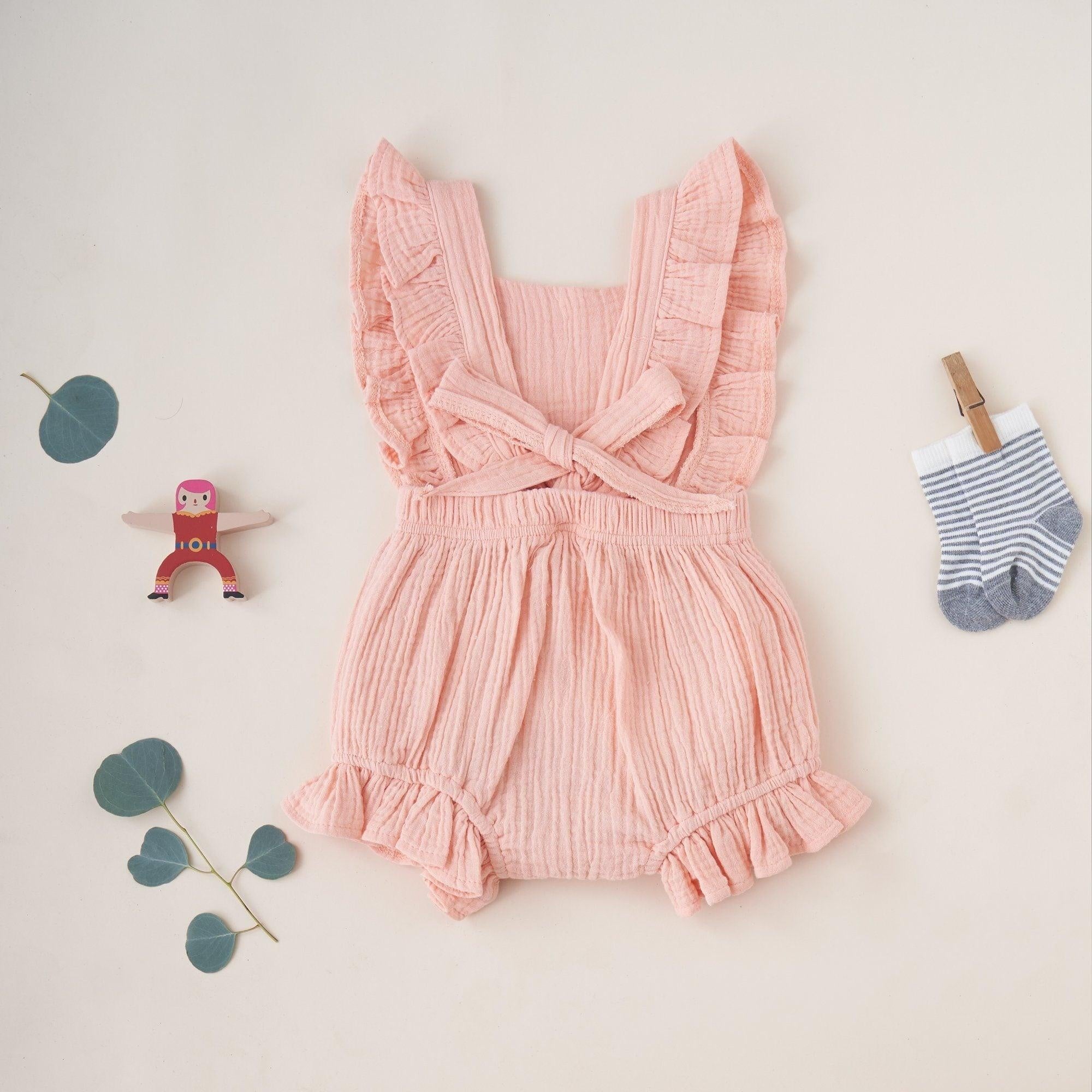 Abigail Lace Bow Ruffle Romper - MomyMall