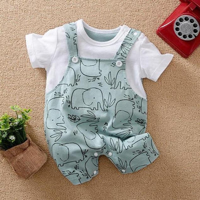 Cute Elephant Printed Baby Romper