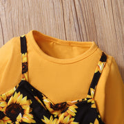 3PCS Sunflower Printed Long-sleeve Baby Set - MomyMall