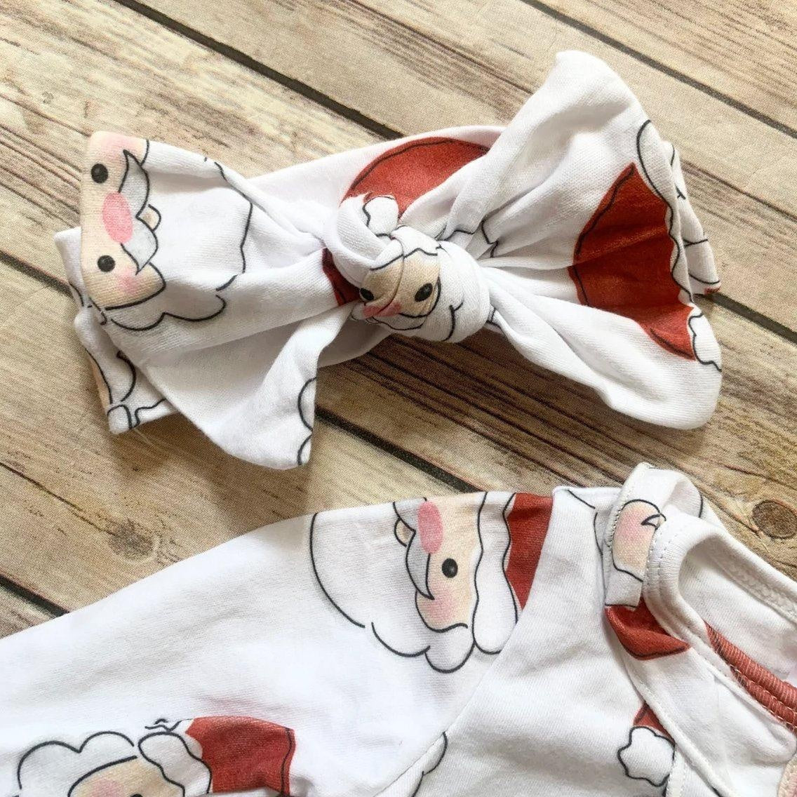 2PCS Cute Christmas Claus Printed Baby Jumpsuit - MomyMall