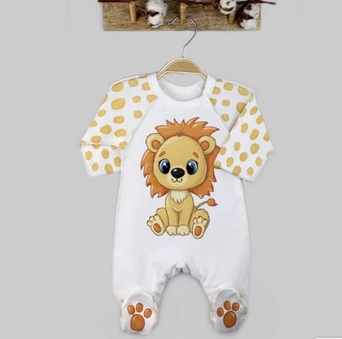 Lovely Cartoon Lion Printed Baby Jumpsuit - MomyMall