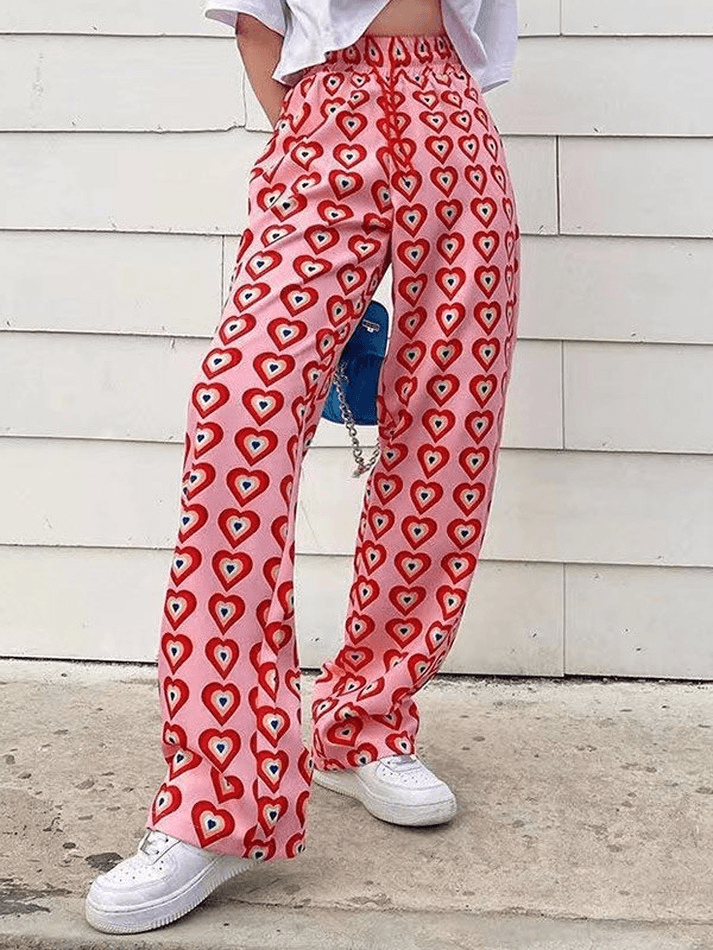 Allover Heart Baggy Pants