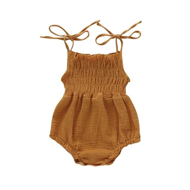 Althea Summer Thin Strap Romper - MomyMall Mustard Yellow / 0-3 Months