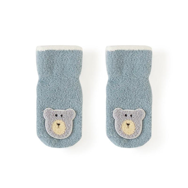 Animal Patch Plush Winter Baby Socks - MomyMall Blue / 0-6 Months