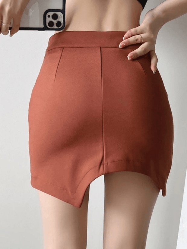 Asymmetric Hem Mini Skirt