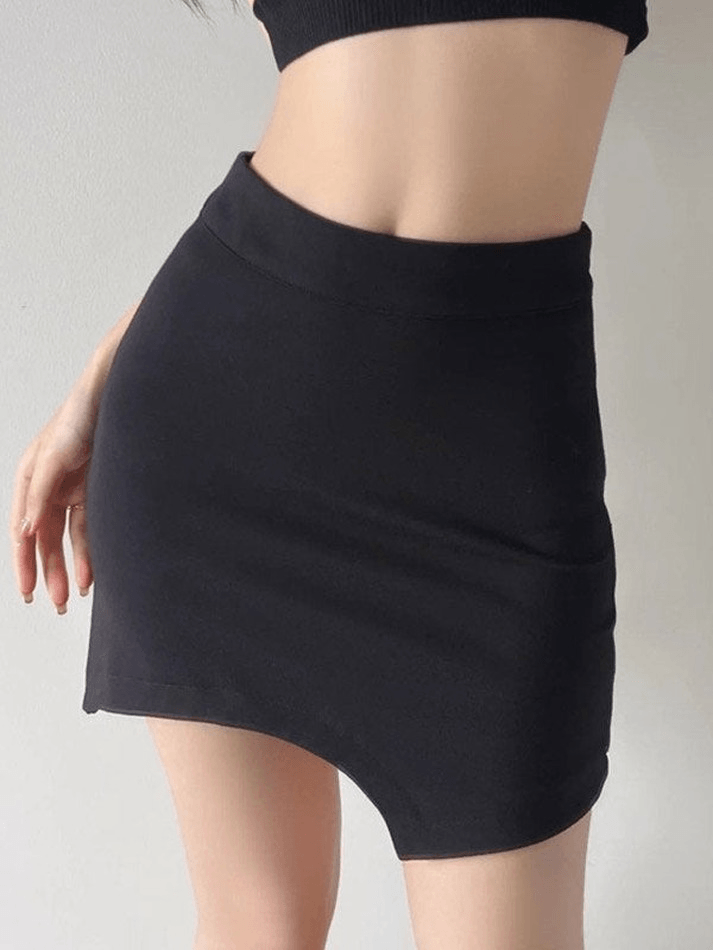 Asymmetric Hem Mini Skirt