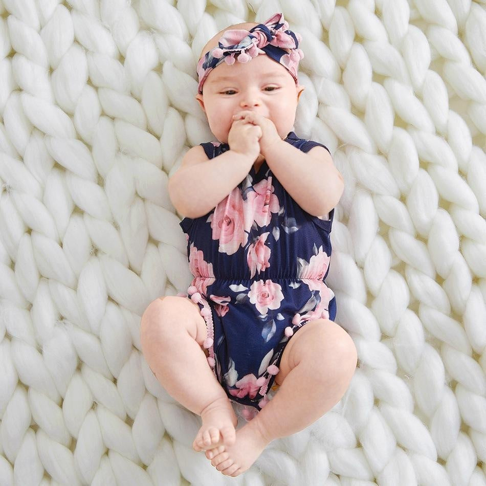 2PCS Floral Printed Baby Romper - MomyMall