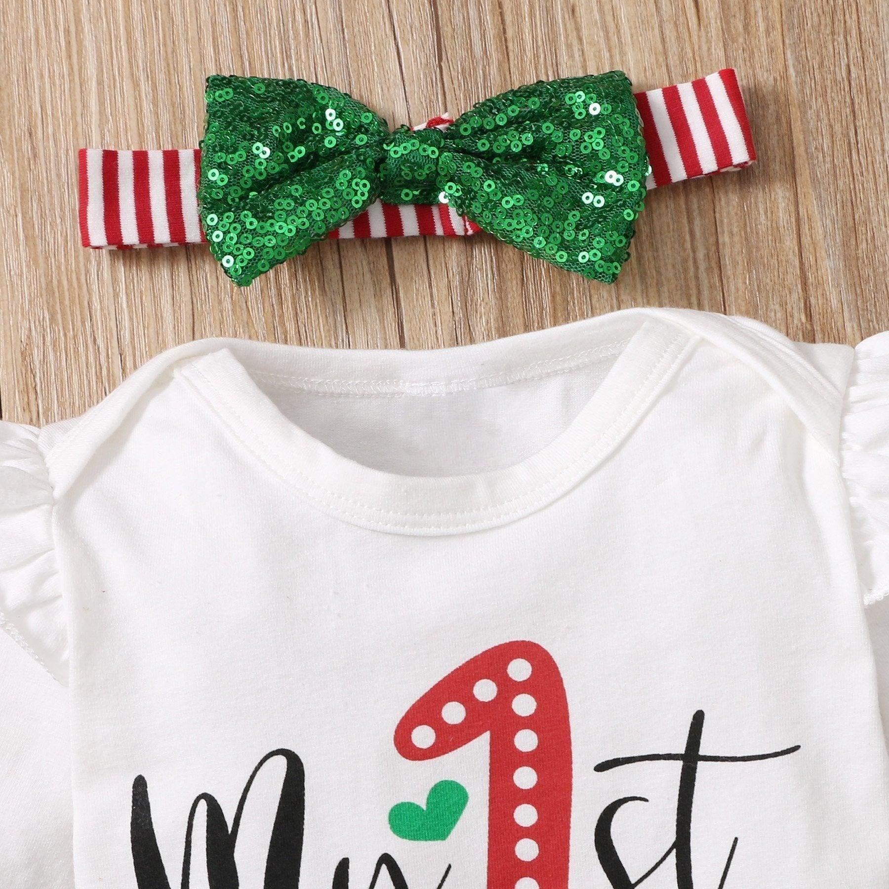 4PCS My 1st Christmas Letter Printed Baby Skirt Set - MomyMall