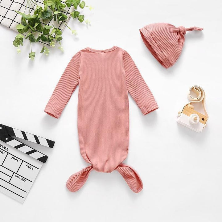 NewBorn Baby Sleeping Bag Solid Pajamas And Hat - MomyMall