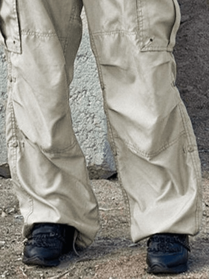 Baggy Drawstring Parachute Cargo Pants - MomyMall