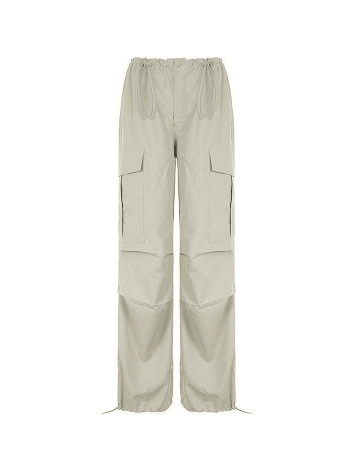 Baggy Drawstring Parachute Cargo Pants - MomyMall