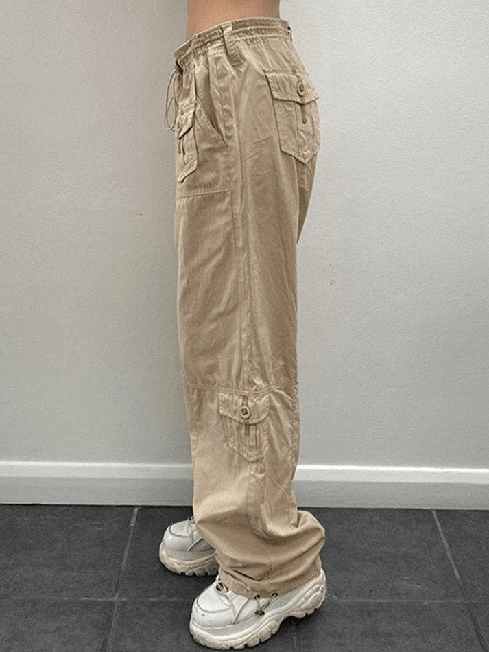 Baggy Drawstring Y2K Cargo Pants - MomyMall