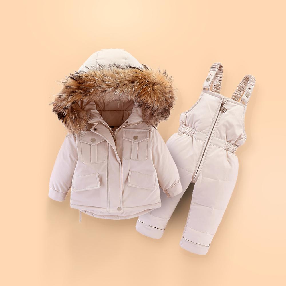 Bally Hooded 2-Piece Snowsuit Set - MomyMall Ivory / 18-24 Months