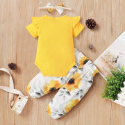 3PCS Pretty Floral Printed Baby Set - MomyMall