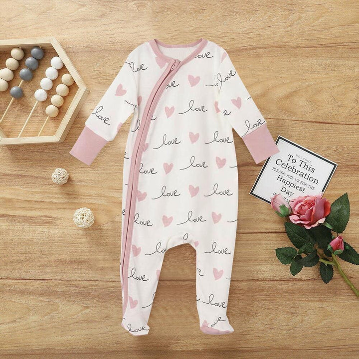 Lovely Heart-shaped Printed Baby Jumpsuit - MomyMall