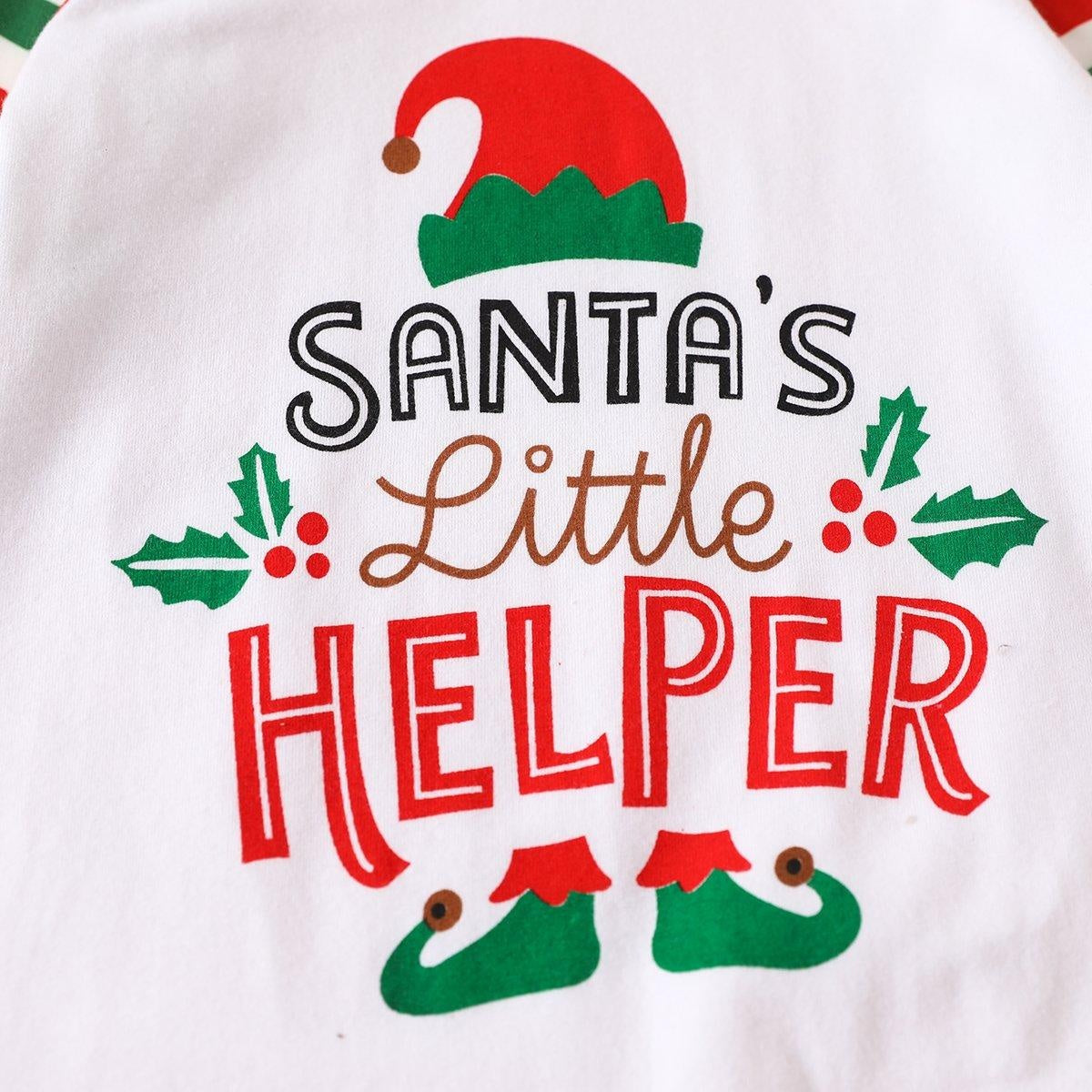 Lovely Santa's Little Helper Printed Baby Jumpsuit