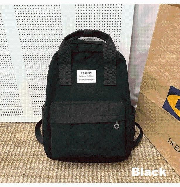 Lila Soft Cord Backpack - MomyMall Black