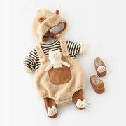 Bear & Bunny Baby Plush Romper with Matching Bonnet - MomyMall