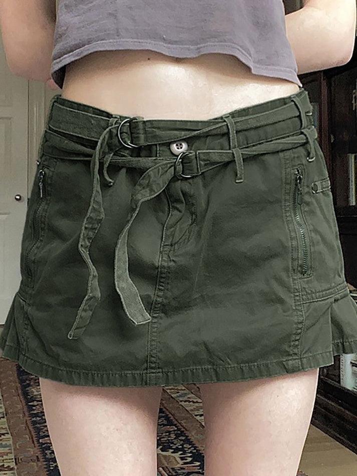 Minijupe cargo taille basse à ceinture