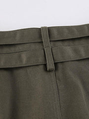 Belted Low Waist Cargo Mini Skirt