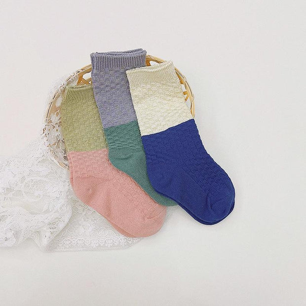 Beth Color Block Knee Socks [Set of 3] - MomyMall 1-3 Years / Pink