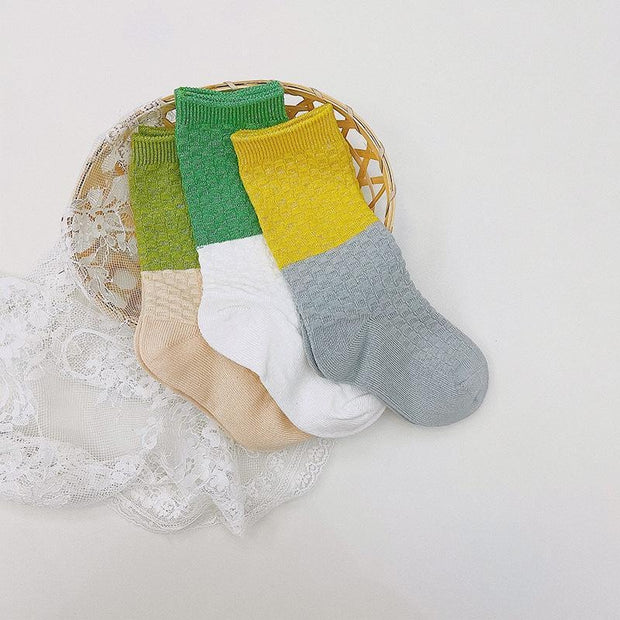 Beth Color Block Knee Socks [Set of 3] - MomyMall 1-3 Years / Yellow