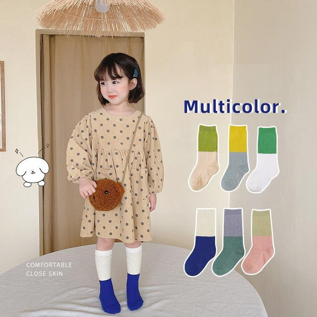 Beth Color Block Knee Socks [Set of 3] - MomyMall