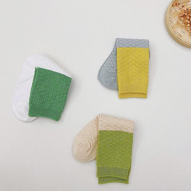 Beth Color Block Knee Socks [Set of 3] - MomyMall