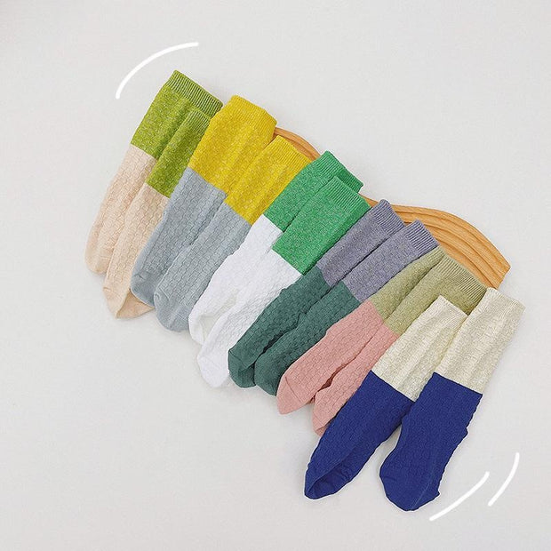 Beth Color Block Knee Socks [Set of 3] - MomyMall