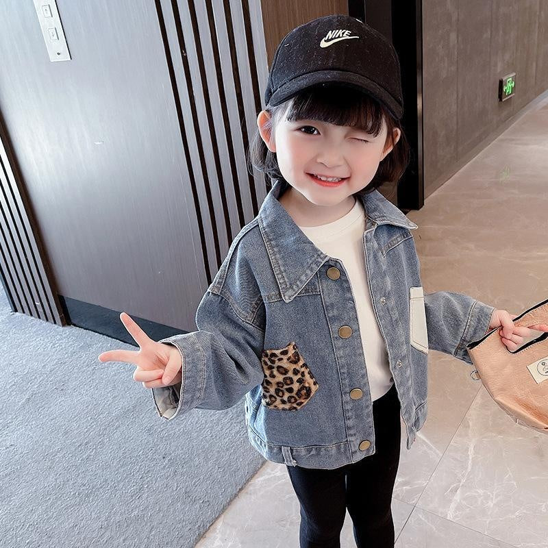 Betty Leopard Pocket Patch Denim Jacket - MomyMall 18-24 Months