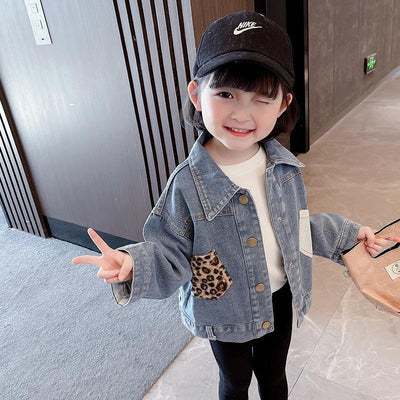 Betty Leopard Pocket Patch Denim Jacket - MomyMall 18-24 Months