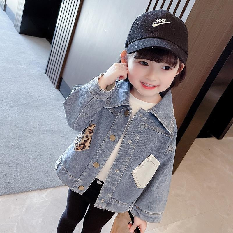 Betty Leopard Pocket Patch Denim Jacket - MomyMall