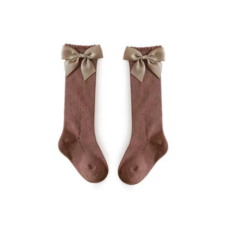 Big Ribbon Bow Knee Socks - MomyMall 0-3 Years / Brown