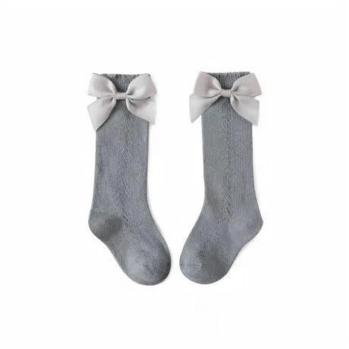Big Ribbon Bow Knee Socks - MomyMall 0-3 Years / Grey