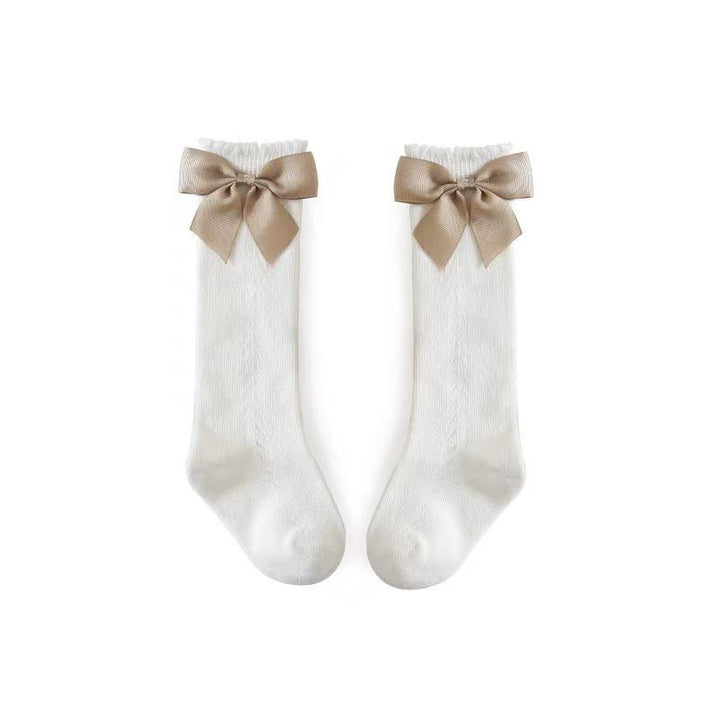 Big Ribbon Bow Knee Socks - MomyMall 0-3 Years / White