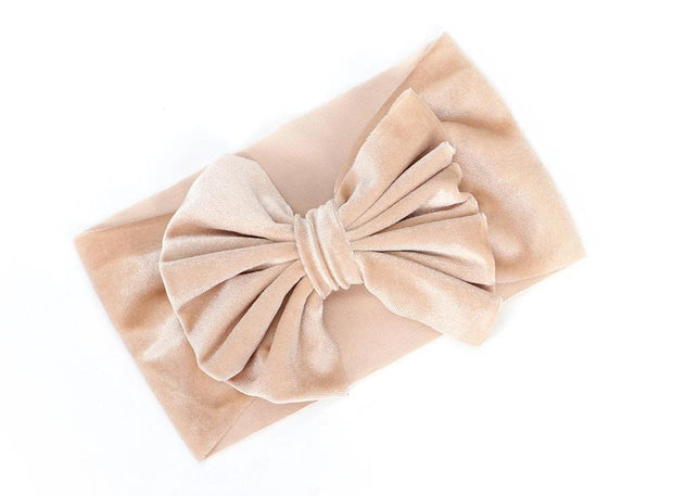 Big Bow Velvet Turban - MomyMall Beige