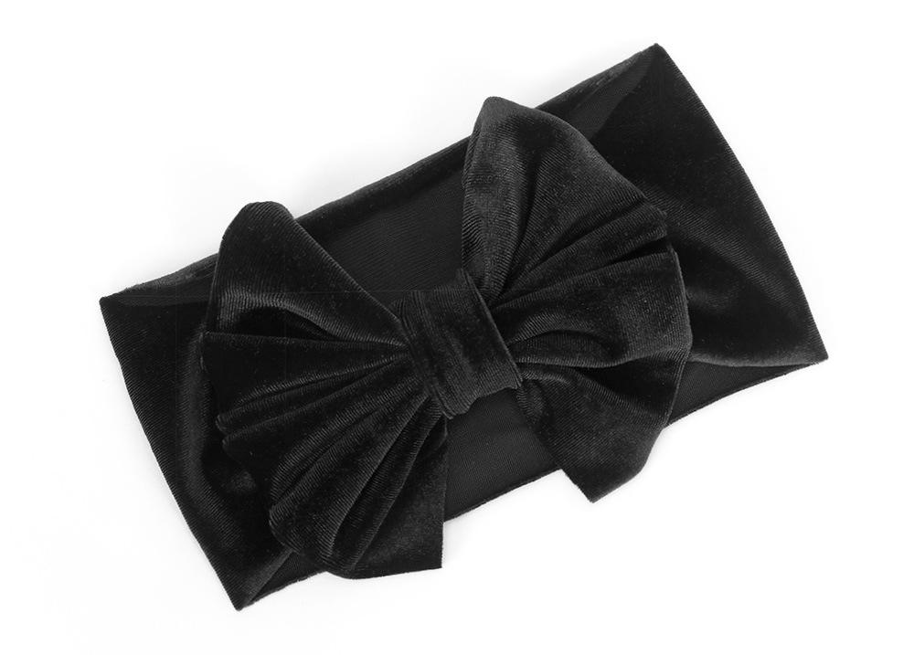 Big Bow Velvet Turban - MomyMall Black